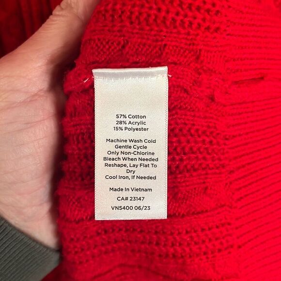 Talbots Red Cable Knit Button Shoulder Sweater Large - Picture 6 of 6
